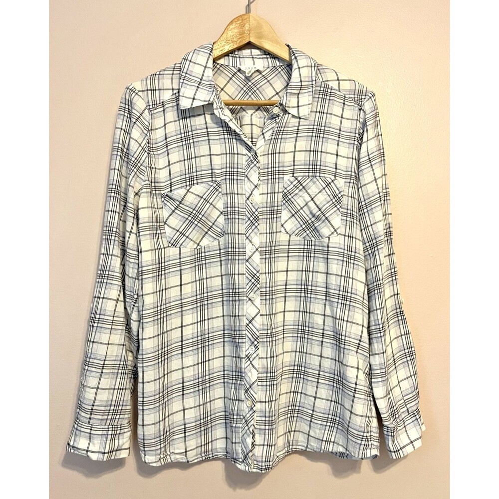 Soft Joie Plaid 100% Cotton Button Front Blouse Shirt Top Medium Western Cabin
